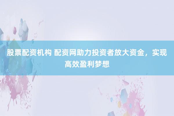 股票配资机构 配资网助力投资者放大资金，实现高效盈利梦想