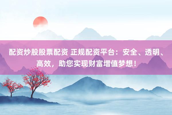 配资炒股股票配资 正规配资平台：安全、透明、高效，助您实现财富增值梦想！