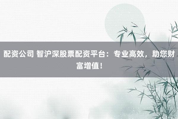 配资公司 智沪深股票配资平台：专业高效，助您财富增值！