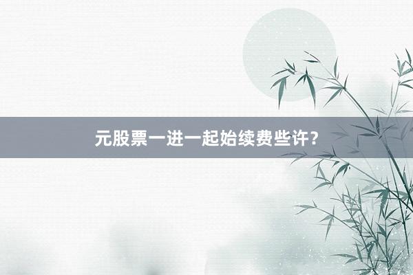 元股票一进一起始续费些许？