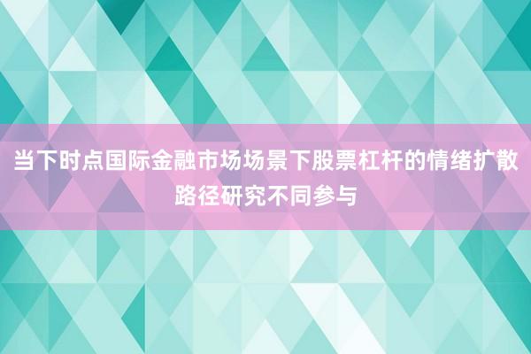当下时点国际金融市场场景下股票杠杆的情绪扩散路径研究不同参与