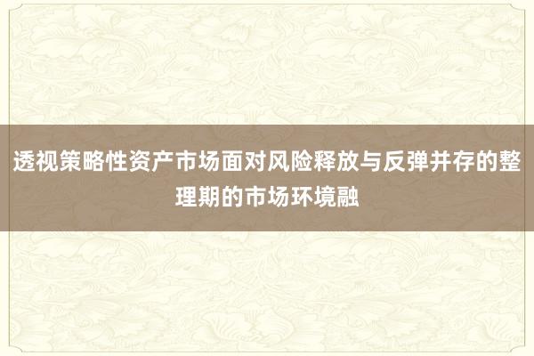 透视策略性资产市场面对风险释放与反弹并存的整理期的市场环境融