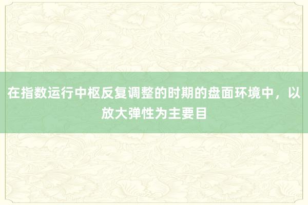 在指数运行中枢反复调整的时期的盘面环境中，以放大弹性为主要目