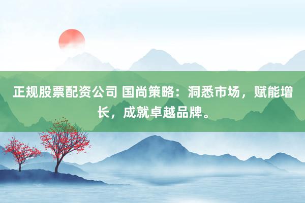 正规股票配资公司 国尚策略：洞悉市场，赋能增长，成就卓越品牌。