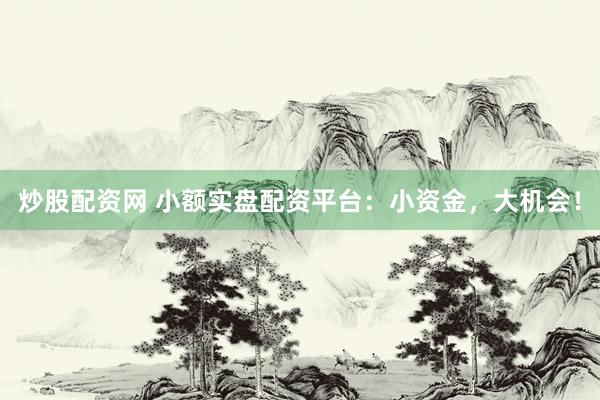 炒股配资网 小额实盘配资平台：小资金，大机会！