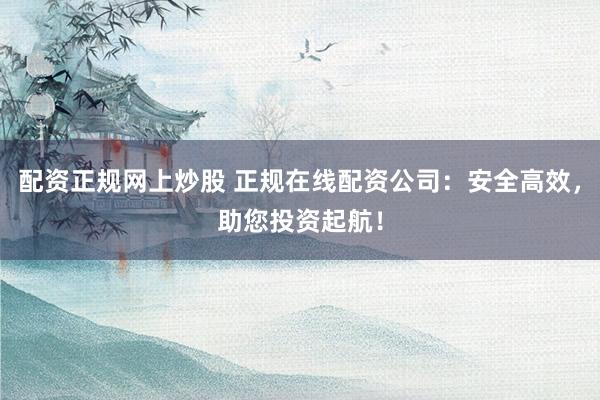 配资正规网上炒股 正规在线配资公司：安全高效，助您投资起航！