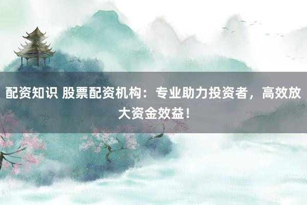 配资知识 股票配资机构：专业助力投资者，高效放大资金效益！